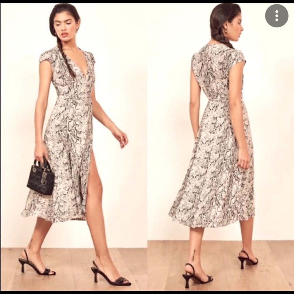 Reformation carina snake skin print wrap dress xs